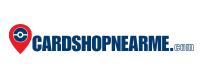 CardShopNearMe.com logo featuring a location pin with a Poké Ball icon, representing local Pokémon and Sports card stores.